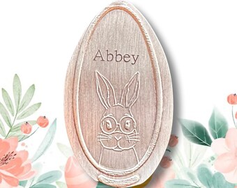 Easter Basket Tags • Copper • Holiday Collection • Party Favor • Pressed Copper Penny Bunny Easter Tag Personalized Glasses Rabbit Easter