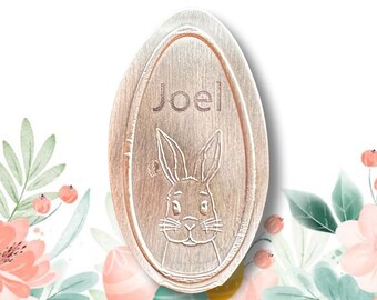 Easter Basket Tags • Copper • Holiday Collection • Party Favor • Pressed Copper Penny Bunny Easter Tag Personalized Rabbit Easter Basket Tag