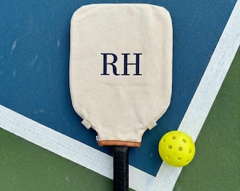 Funda personalizada para pala de pickleball, con texto personalizado, monograma, iniciales bordadas, funda de cuero, bolsa protectora