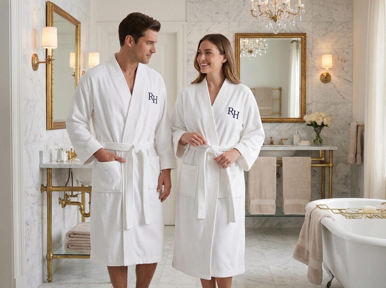 100% Cotton Velour Personalized Monogrammed Turkish Bathrobe, Custom ...