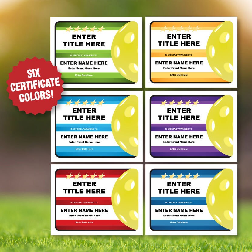 Pickleball Certificates, Pickleball Tournament Awards (Instant Download