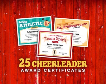 Cheerleading Certificates, Editable Cheerleader Certificate, Cheer Team Award Printables, cheer templates