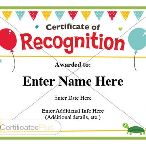 Kid Certificate of Recognition: Printable Student Award (Digital Download)