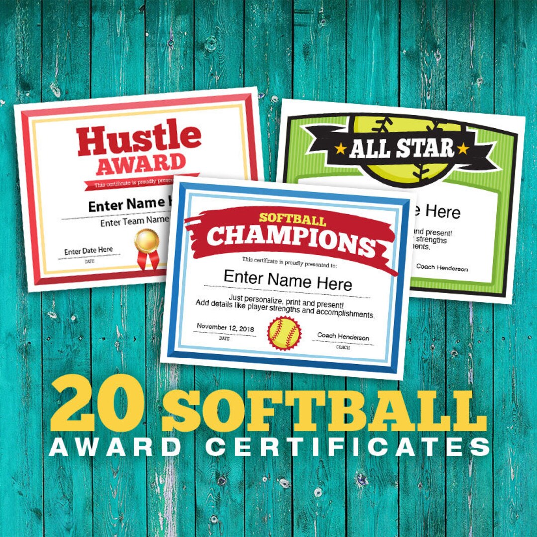 Softball Certificates 20 Editable Awards Templates Softball Mom Softball Certificates 20 Editable Awards Templates Softball Mom