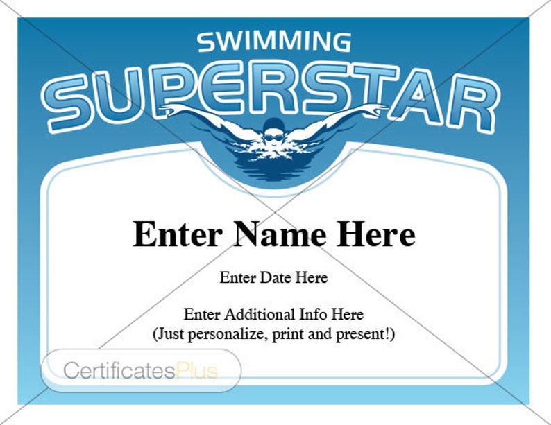 Swimming Superstar Certificate, Child Certificate, Kid Certificate, Swimming Award, Swim Mom ...