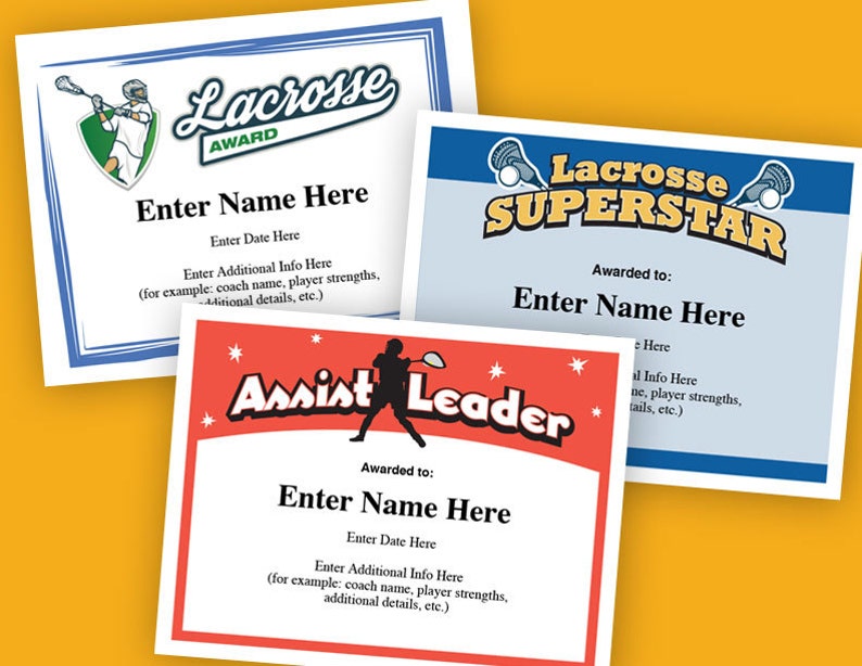 Lacrosse Certificates Editable, LAX, Lacrosse Awards, Kid Certificates
