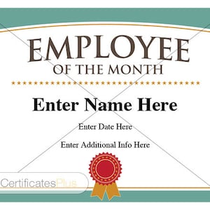Employee of the Month Certificate: Printable Business Award