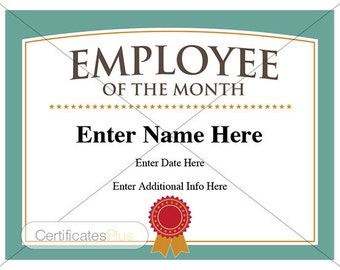 Employee of the Month Certificate: Printable Business Award