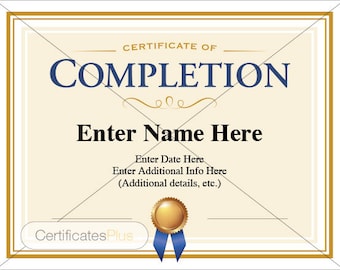 Ausdruckbare Vorlage für Abschlusszertifikat (Digitaler Download)