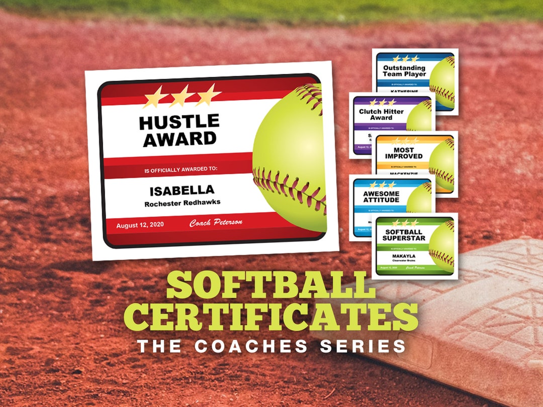 Softball Certificates Coaches Series Editable Softball Awards Softball Certificates Coaches Series Editable Softball Awards