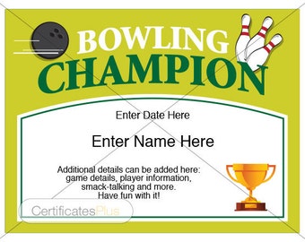 Certificat de bowling, trophée de bowling, prix de bowling, chemise de bowling, certificats de récompense de bowling, boule de bowling, quille de bowling, modèles de bowling