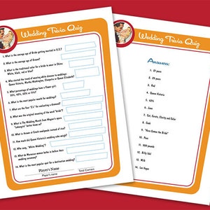 Bridal Shower Party Game - Wedding Trivia Quiz - Printable PDF Download