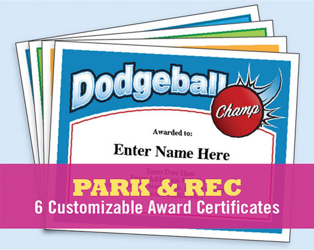 Park & Rec Certificate Pack, Hide and Seek, Kickball, Dodgeball