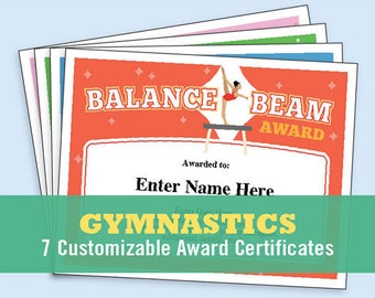 Gymnastics certificate pack, kids certificate, Gymnast award, gymnastics mom, gymnastics coach, gymnastics gift, award certificate templates