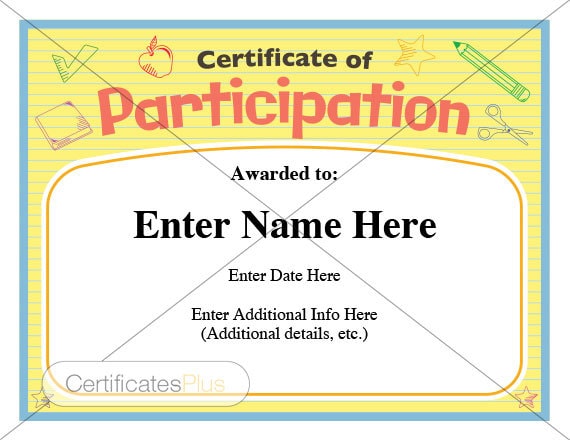 certificate of participation kid certificate child etsy kid certificate