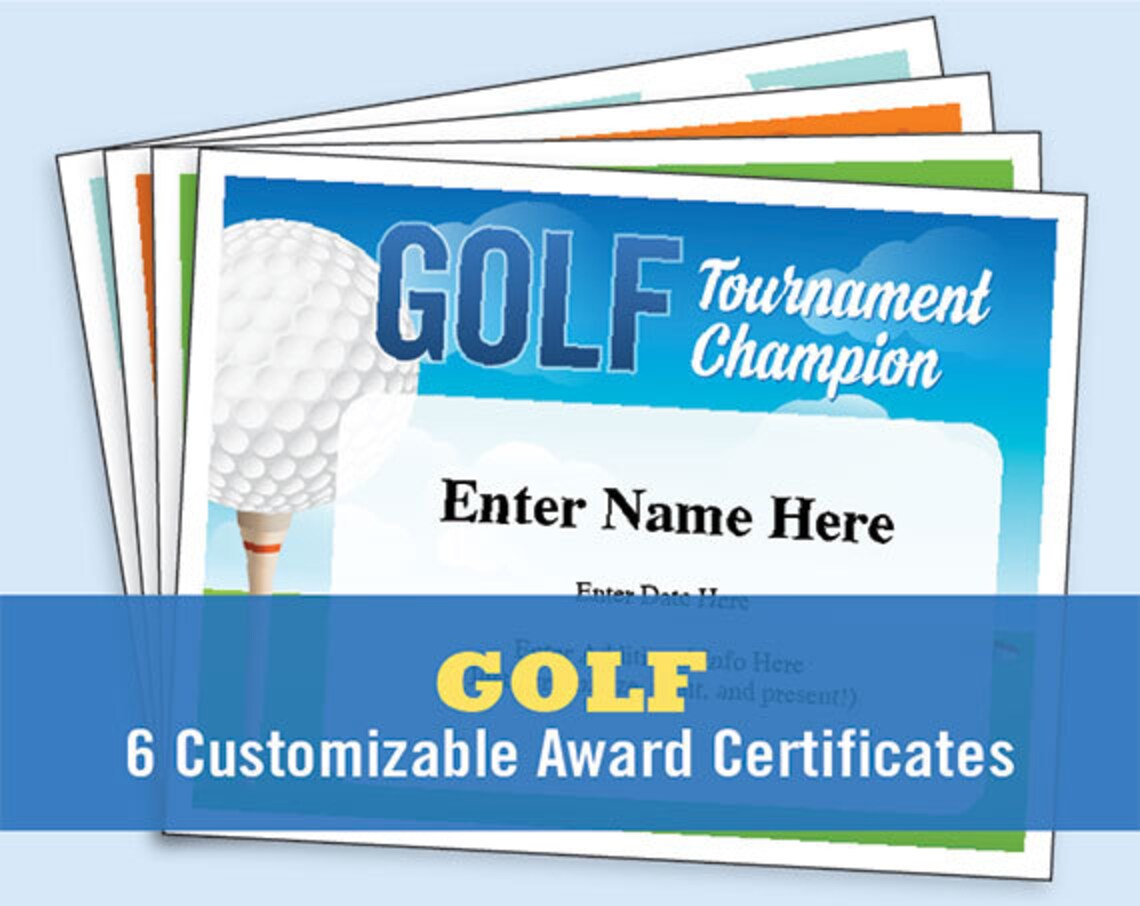Golf Certificates Pack, Golfing Awards, Golf Trophy, Golf Mom, Golf