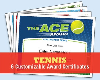 Tennis Award Certificate Template Pack: Customizable Tournament Awards