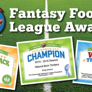 Fantasy Football Certificates, Fantasy Football Trophy, Champion, Award Templates, Fantasy Football Lovers, Etsy Top Sellers, Championship image 3