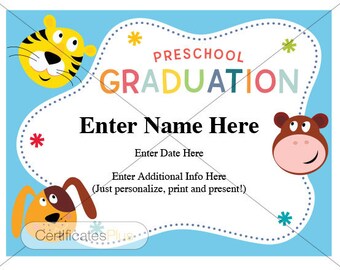 Preschool Graduation Diploma: Personalized Kid Certificate
