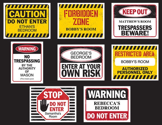 Fun Kids Bedroom Door Signs, Printable, Customizable, Digital Download Templates, 8 Different ...