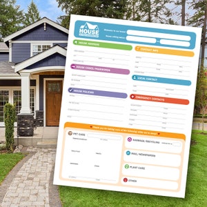 House Sitter Form, House Sitting Form, House Sitting Instructions, Emergency Contacts, Pet Sitting, Walking / Feeding Instructions