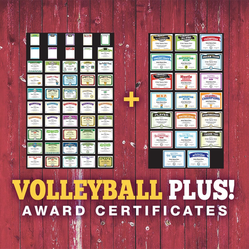Volleyball Certificates Plus, Volleyball Award Templates, Volleyball