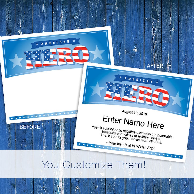 Military Appreciation / Honoring Military Service Certificates 6-Pack, Patriot, American Hero, Leadership image 2