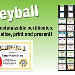 Volleyball Certificates, Kid Certificates, Child Certificate ...