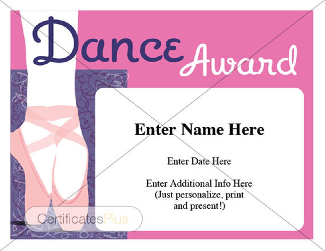 Dance Certificate Pack Dancing Awards Dance Team Printables | Etsy