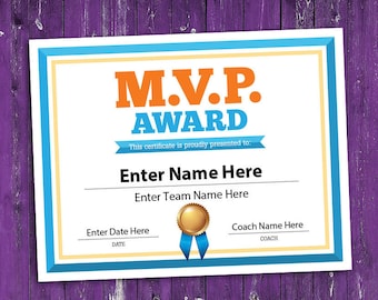 Bearbeitbare MVP-Award-Urkundenvorlage: Sportleistung (PDF)