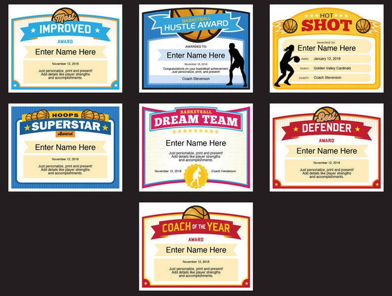 Girls Basketball Certificates 25 Editable Award Templates Kid