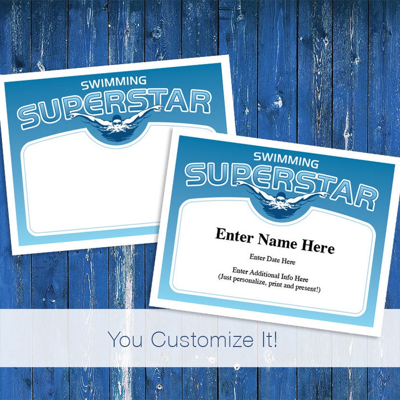 Swimming Superstar Certificate, Child Certificate, Kid Certificate, Swimming Award, Swim Mom ...