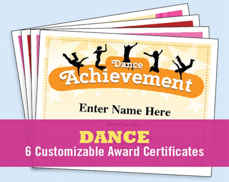 Dance Certificate Pack, Dancing Awards, Dance Team Printables, Child