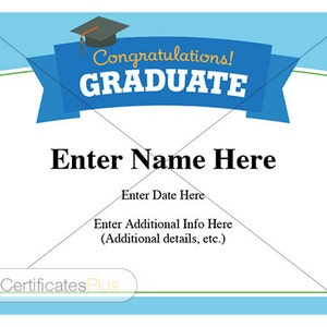 Certificado de graduación, deseos de graduación, felicitaciones al graduado, graduación de la escuela secundaria, certificado de niño, diploma, certificado de niño