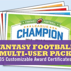 Fantasy Football Award Certificates: 35 Customizable PDF Templates (Digital Download)