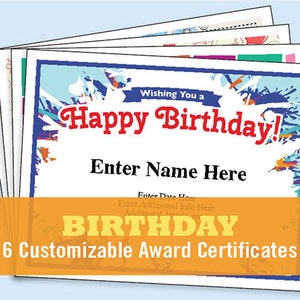 Birthday Certificates Pack, Digital Download, Certificates for kids, child certificates, Birthday party, Happy Birthday, awards, mom image 1