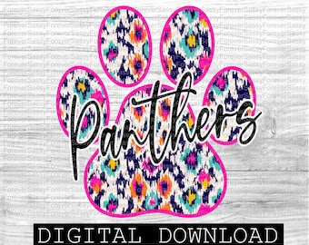 Panthers, School Spirit, Tribal print, Paw Print, Digital Download, Png