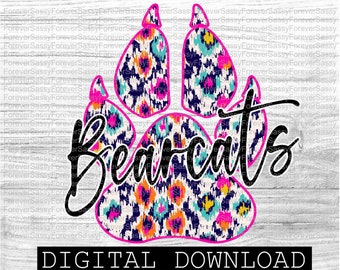 Bearcats, School Spirit, Tribal print, Paw Print, Digital Download, Png