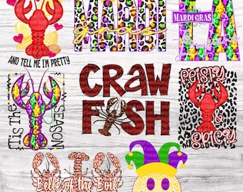 Crawfish Bundle, Mardi Gras, Digital download, PNG file