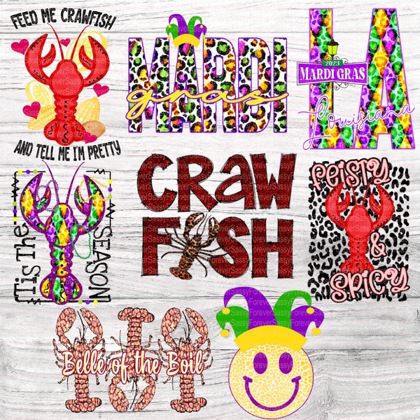 Crawfish Bundle, Mardi Gras, Digital download, PNG file