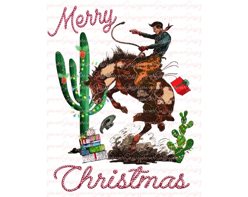 Merry Christmas Cowboy Digital Download Png File Christmas Etsy