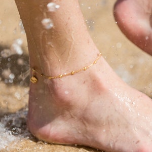 18k gold vermeil or sterling silver chain anklet, chain anklet sterling silver, gold anklet with beads, gold beaded anklet, silver anklets