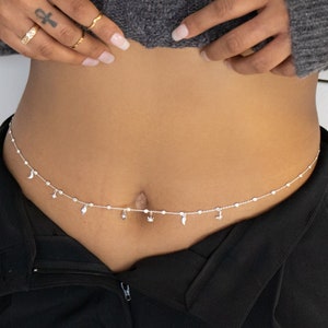 Silver Belly Chain With Charms, 18k Silver Belly Chain, Silver Belly Chain, Waist Jewelry, Silver Waist Chain, Waist Chain, Silver BodyChain
