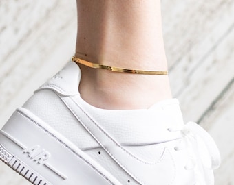 Gold Chain Anklet, Herringbone Anklet, Gold Ankle Bracelet, Snake Chain Anklet, Snake Chain Ankle Bracelet, Gold Anklet, Silver Anklet