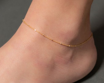 Dainty 18k Gold Vermeil Anklet, Sterling Silver Chain
