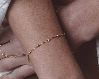 18k gold vermeil or sterling silver bracelet with beads, silver beaded bracelet, gold beaded bracelet, simple gold bracelet, dainty bracelet