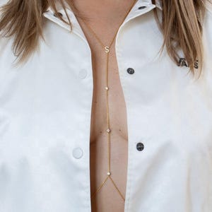 14K Gold Body Chain with diamonds, Custom Initial and Zodiac Symbol, Dainty gold body Chain Necklace, Personalized Gold Body Jewelry
