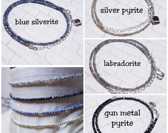 Sterling Silber Edelstein Wickelarmband, Perlen Choker