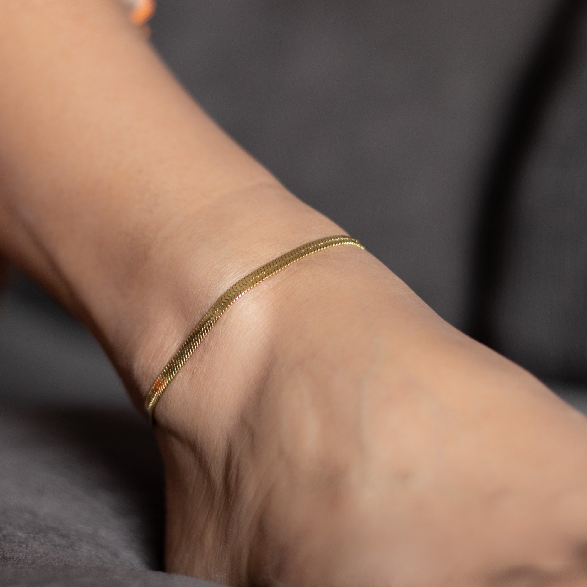 Herringbone gold anklet deals