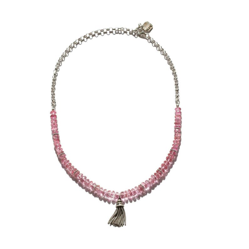 pink topaz gemstone necklace gemstone choker pink topaz necklace tassel necklace gemstone charm necklace tassel choker festival choker